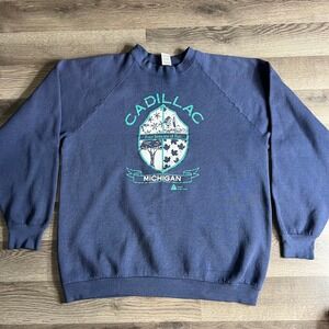 VTG Cadillac‎ Raglan Sweatshirt Fits Large Michigan Vacation Nature Made in USA